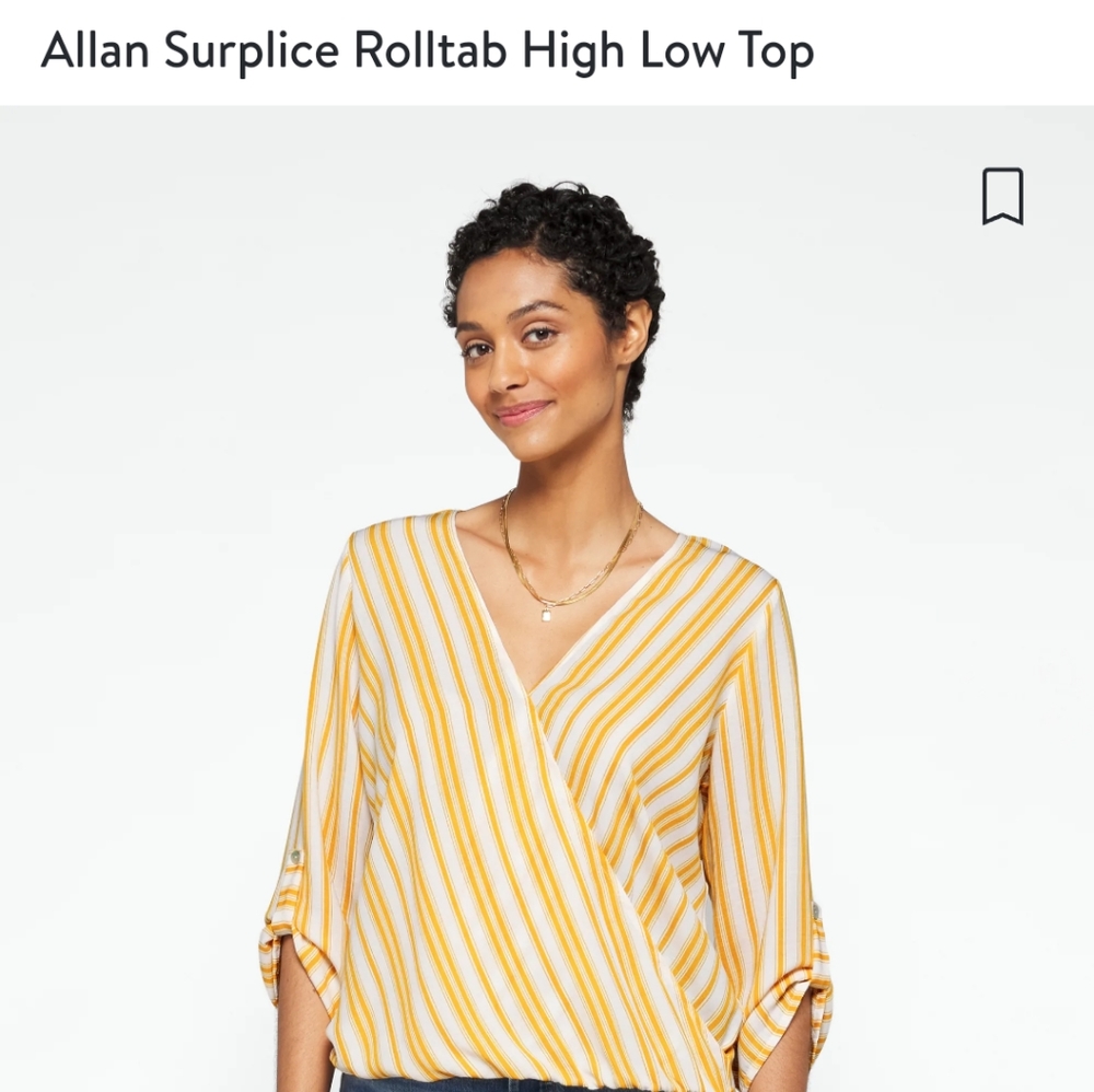 WEST KAllan Surplice Rolltab High Low Top